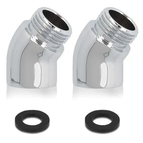 Produktbild: Handbrause Adapter, 2 Stück Winkelstück für Duschkopf mit 2 Dichtungsringe Duschschlauch Adapter Duschkopf Winkel 145 Grad für Hahnverlängerung (Kupfer)