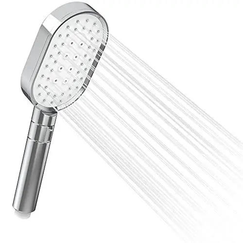 Produktbild: Handbrause Duschkopf, Yanavee 3 Strahlarten Duschkopf mit Knopf zur komfortablen Umstellung der Strahlarten Universal Duschbrause Wassersparend Hochdruck Duschköpfe für Baden und Spa, Chrom