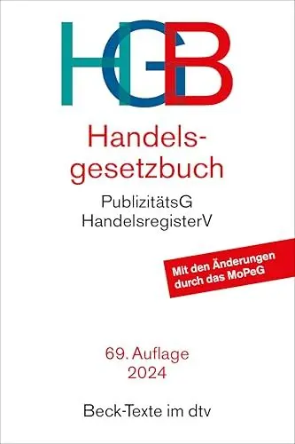 Produktbild: Handelsgesetzbuch: mit Einführungsgesetz, Publizitätsgesetz und Handelsregisterverordnung (Beck-Texte im dtv)