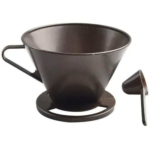 Produktbild: Handgebrühtes Kaffeebrühkegel-Set, wiederverwendbarer Pour-Over-Kaffeemaschine, Edelstahl-Kegel-Kaffeetropfer mit Kaffeelöffel, geeignet für Zuhause, Büro, Reisen und Camping
