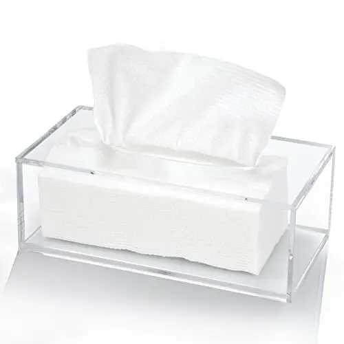 Produktbild: Handgefertigt Tücherbox aus Acryl 25×13×9cm Kosmetiktücherbox Rechteckige,Tissue Box für Esszimmer,Büro,Auto,Badezimmer (Transparent)