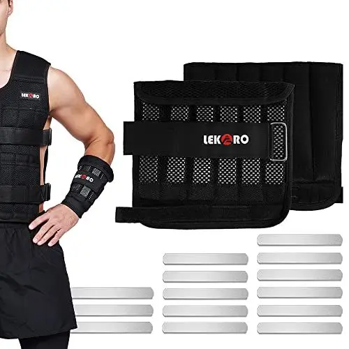 Produktbild: Handgelenk Armgewichte, verstellbares Handgelenk-Gewichte, Abnehmbares Handgelenk-Knöchel-Gewicht für Männer und Frauen, Geeignet für Fitness, Gehen, Joggen, Übung, Laufen, 1Paar 2Stück (MAX 3kg)