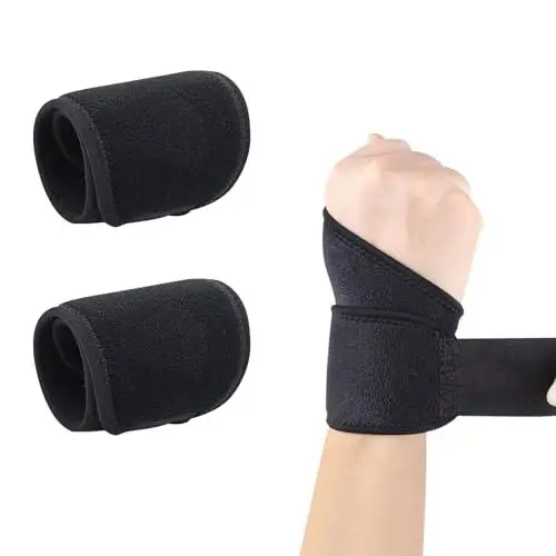Produktbild: Wekuw Handgelenkbandage,2 Stück Rechts/Links Handgelenk Bandagen Fitness für leichte Sehnenscheidenentzündung und Verstauchungen Handgelenkstütze Handbandage mit Klettverschluss, für Sport, Arbeit