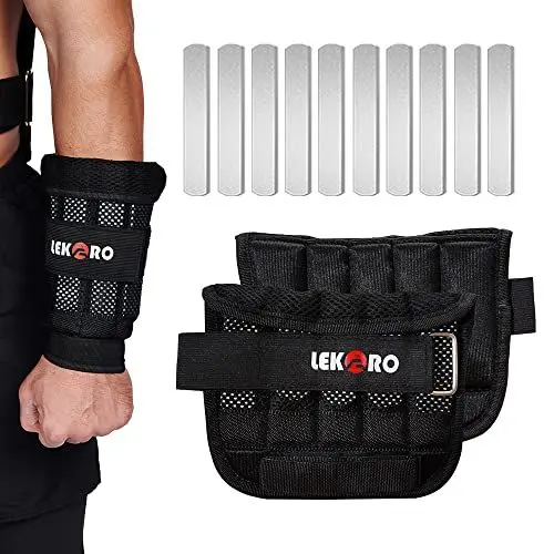 Produktbild: Handgelenk-Arm-Gewichte, verstellbare Handgelenk-Gewichte, abnehmbare Handgelenk-Knöchelgewichte für Männer und Frauen, für Fitness, Walking, Joggen, Workout, Laufen, 1 Paar 2er-Pack