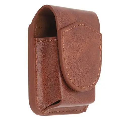 Produktbild: Handgemachte Fliptop Leder Feuerzeug Tasche Fall, Taktisches Feuerzeug Aufbewahrungsetui Anti-Kratz weiche Auskleidung Magnetische Schnalle Feuerzeug Gürteltasche (Brown)