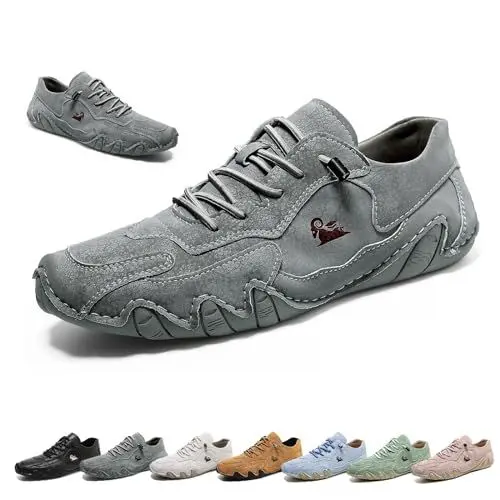 Produktbild: Handgemachte Niedrige Beck Schuhe, Damen Outdoor Wasserdicht Rutschsichere Leichtgewichtige Atmungsaktive Casual Flache Unterseite Slip-On Komfortable Barfußwanderschuhe(Grau,40 EU)