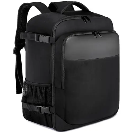 Produktbild: Handgepäck 45x36x20cm für EasyJet 30L Klein Reiserucksack für Flugzeug Unter Sitzplatz Tasche Laptop Rucksack 15.6 Zoll mit USB Ladeanschluss Handgepäck Rucksack für Business Schule Reise, Schwarz