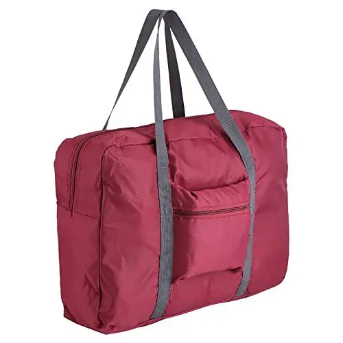 Produktbild: Handgepäck - 48x32x15cm Handgepäck Tasche für Flugzeug Reisetasche, Faltbare Sporttasche Weekender Handgepäck Koffer für Herren und Damen (Weinrot)