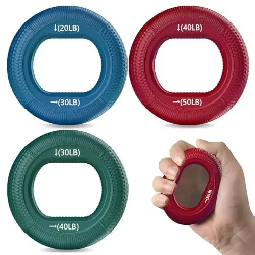Produktbild: Handgriffstärker und Unterarmtrainer Griffkraft Trainer - Unterarm Finger Handgrifftrainer,3 Widerstandsstufen für progressives Training,Silikonringe für Muskeltraining Sport,Bouldern(20-50 LB)