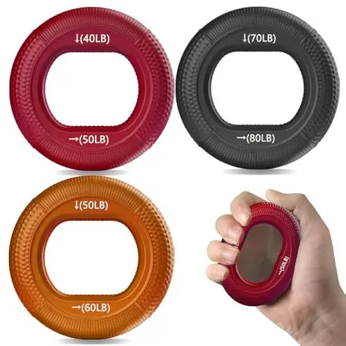 Produktbild: Handgriffstärker und Unterarmtrainer Griffkraft Trainer - Unterarm Finger Handgrifftrainer,3 Widerstandsstufen für progressives Training,Silikonringe für Muskeltraining Sport,Bouldern(40-80 LB)