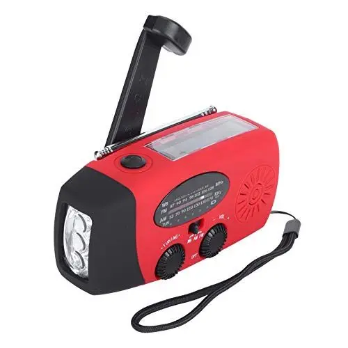 Produktbild: Handkurbelradio, Solar-Notruf NOAA Wetterradio Handkurbel AM FM WB-Funkgeräte mit Eigener Stromversorgung und 3-W-LED-Taschenlampe 2000 MAh Smartphone-Ladegerät Power Bank