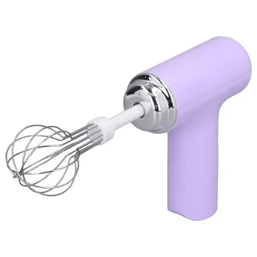 Produktbild: Handmixer, Elektrischer Eiermixer, Kompakter 3-Gang-Schneebesen, Kabelloser Handmixer für Sahne-Salat-Dressing, Kabellos mit 2 Schneebesen Zum Backen (Lila)