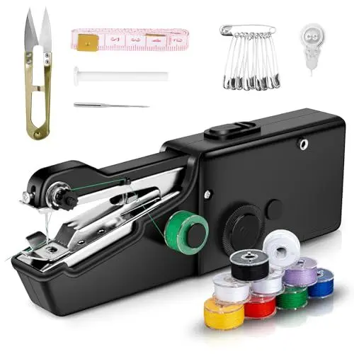 Produktbild: Handnähmaschine Anfänger,Mini Tragbare Nähmaschine,Hand sewing machine,Handnähmaschine elektrisch für Kleidung,Cutain,Haushalt Reisen