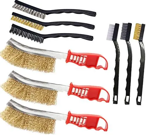 Produktbild: Handrahtbürste Set Edelstahlbürste Brass Nylon Drahtbürste Handdrahtbürstensatz Drahtbürsten (9 Pcs Drahtbürste Set)