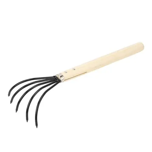 Produktbild: Handrechen, 5 Zinken, Bequemer Griff, Handrechen, Grubber Zum Auflockern des Bodens (Langen Griff)