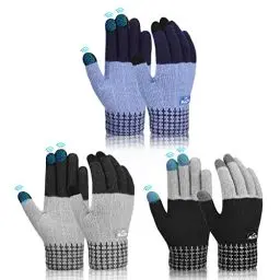 Produktbild: Handschuhe Kinder Winter Fahrradhandschuhe Touchscreen - Warm Winterhandschuhe Thermo Fahrrad Kinderhandschuhe Fleece Touch Finger Strickhandschuhe Schwarz für 6-8 Jahre Jungen Mädch Sport Outdoor