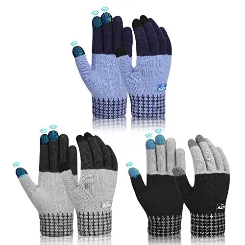 Produktbild: Handschuhe Kinder Winter Fahrradhandschuhe Touchscreen - Warm Winterhandschuhe Thermo Fahrrad Kinderhandschuhe Fleece Touch Finger Strickhandschuhe Schwarz für 6-8 Jahre Jungen Mädch Sport Outdoor