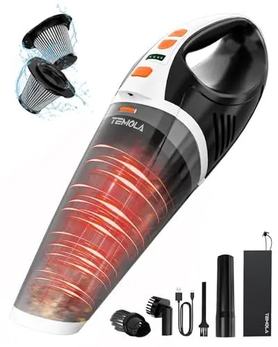 Produktbild: Handstaubsauger Akku, Handstaubsauger Mit Bürstenlosem Motor, 15000 PA Autostaubsauger Akku Testsieger, Handstaubsauger Kabellos 2 Geschwindigkeiten und Mit LED, Auto Zubehör für Die Autos und Häusern