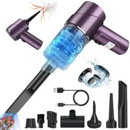 Produktbild: Handstaubsauger Akku Kabellos 9000Pa Mini Staubsauger Auto Wiederaufladbar mit 120W/12V High Power,Schnurlose Handstaubsauger mit Blasen & Blasdüsen Bürste,Reinigung für Auto und Haus, Violett