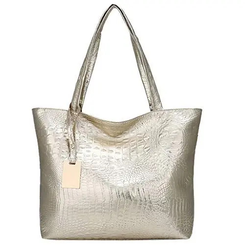Produktbild: Handtasche Mittelgroß Tote Bag mit Fächern Bein Taschen Frauen Kapazität Frauen solide Schulter große Handtasche Taschen Reisetasche (Gold,One Size)