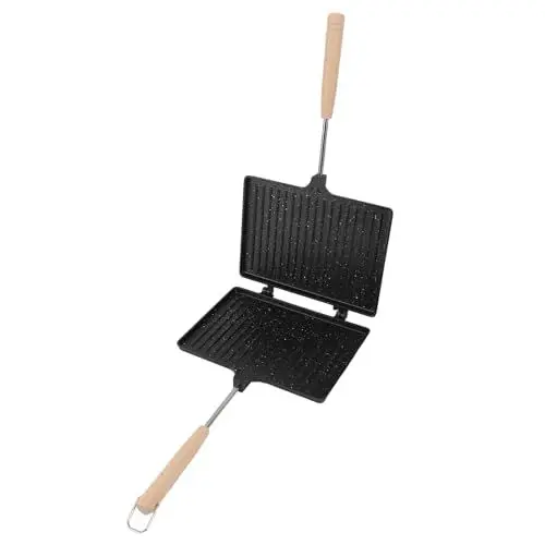 Produktbild: Gegrillter Käse-Maker, 9,1 X 6,7 Zoll, Vielseitiger Koch-Sandwich-Maker, Grill-Käse-Sandwich-Maker mit Abnehmbarem Holzgriff für Zuhause