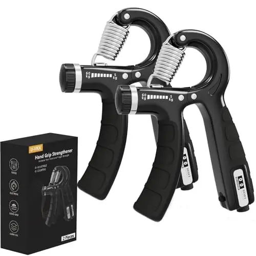 Produktbild: U-VKK Handtrainer, 2er-Set Unterarmtrainer, Griff 5-60 kg, Hand Unterarm Trainingsgerät, Grip Griffkraft Trainer, Rutschfester, Für Sportler und Wiederherstellung der, FC0101, Schwarz