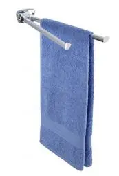 Produktbild: WENKO Handtuchhalter Mod. Basic hochwertige Handtuchablage aus rostfreiem Edelstahl mit Zwei beweglichen Armen Maße 8 x 5,5 x 42 cm Farbe glänzend