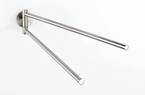 Produktbild: WENKO Handtuchhalter Mod. Cuba Matt, Handtuchstange mit 2 beweglichen Armen, Massive Qualität aus rostfreiem Zinkdruckguss mit mattiertem Finish, 5 x 7 x 41,5 cm
