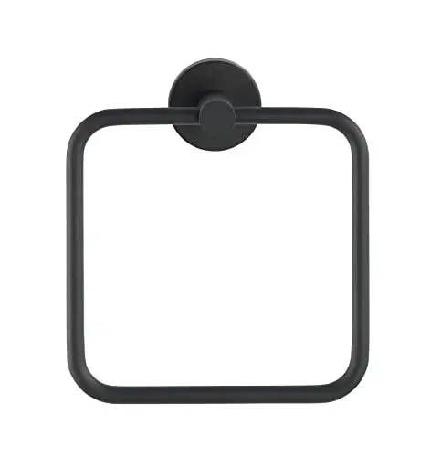 Produktbild: WENKO Handtuchring Mod. Bosio Black, Edelstahl, 16x18x5 cm, inkl. Schraubmaterial, Schwarz matt