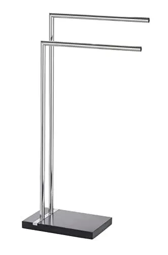 Produktbild: WENKO Handtuchständer Mod. Noble stilvoller Halter für Handtücher und Mäntel mit Aufhangstangen aus Chrom und schwarzem Polyresin Maße 45,5 x 82 cm