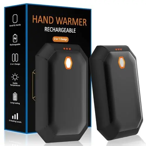 Produktbild: Handwärmer Wiederaufladbar,2er 4000mAh Elektrischer Tragbarer Taschenheizer, Ideal für Outdoor-Sport,Camping, Jagd, Golf, Die besten Winter Geschenke für Frauen,Mann, Familien-Black