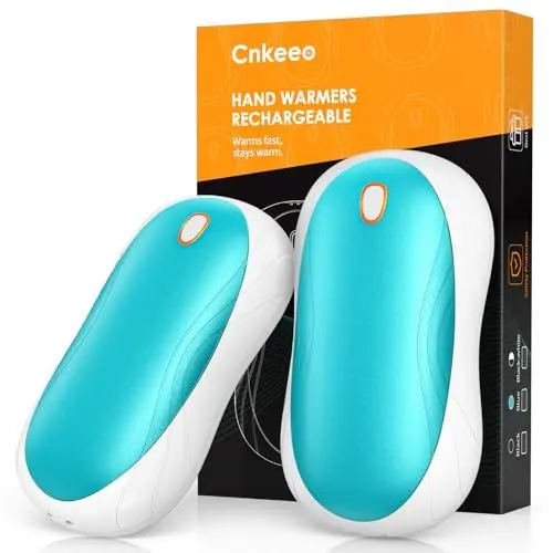 Produktbild: Handwärmer Elektrische, Cnkeeo Split-Typ 2er-Pack Wiederaufladbar Tragbare Handwärmer, USB Taschenwärmer mit 3 Einstellbare Heizmodi, Geeignet für Outdoor-Sport, Blau-Weiß