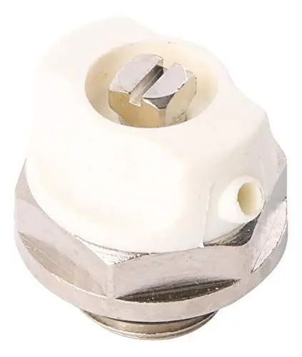 Produktbild: HandWerk Entlüftungsventil für Heizkörper mit 1/4 AG | mit Auslauftülle | drehbar | O-Ring aus Elastomer | für Entlüftungsschlüssel 5 mm | Messing vernickelt und Kunststoff in weiß | 27473 9
