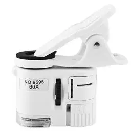 Produktbild: Handy Mikroskop, Microscens Phone, Mini-Taschenlupe 9595W 60-Fache Lupe LED UV Licht Mini Handy Clip Mikroskop Tragbare Mikroskoplupe Mit Led UV Leuchten