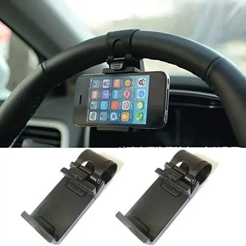 Produktbild: Handyhalterung Auto Handy Halterung fürs Auto Lenkrad 2 Stück, Upgrade Clip Kfz Handyhalterung Auto Lenkrad Universal Handy Halterung Auto Kompatibel Smartphone