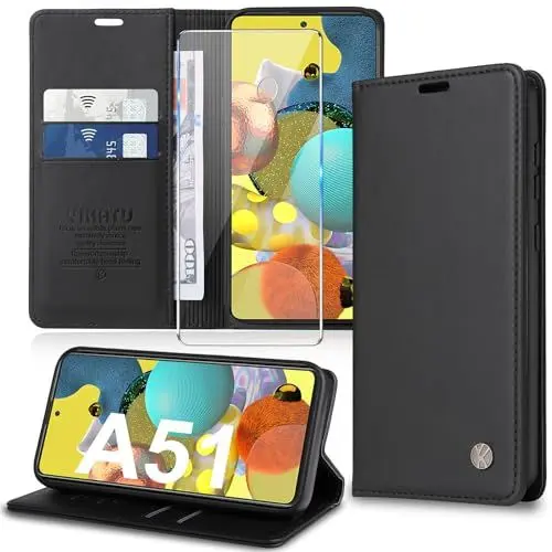 Produktbild: Handyhülle für Samsung Galaxy A51 Hülle (Premium PU Leder) Klapphülle Ständer Kartenfach Magnetic Flip Case Cover Etui Tasche Schutzhülle für Samsung A51 4G (Black)