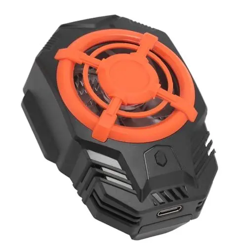 Produktbild: Handy-Kühler, Effiziente Schnelle Kühlung, Halbleiter-Handy-Kühler, 2 Stufen Einstellbar, Geräuschreduzierung, Leichte RGB-Lüftergehäuse für Gaming-Live-Streaming (Orange und