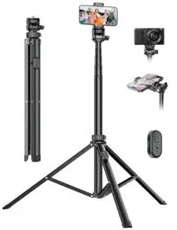 Produktbild: Handy-Stativ & Selfie Stick Stativ 180cm, YUMAZLA Verstärkte Stativ für Smartphone, Handystativhalter mit Fernauslöser für iPhone, Samsung, DSLR