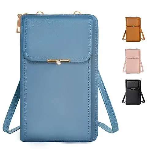 Produktbild: Handytasche zum Umhängen, Damen Handy Umhängetasche, PU Leder Klein Handytasche zum Umhängen mit Verstellbarer Gurt für Handys bis zu 6,5 Zoll (Blau)