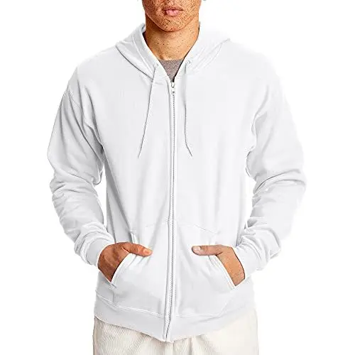 Produktbild: Hanes Herren Up, EcoSmart Fleece Full-Zip Hoodie, Kapuzen-Sweatshirt Kapuzenpullover, Weiß, XXX-Large