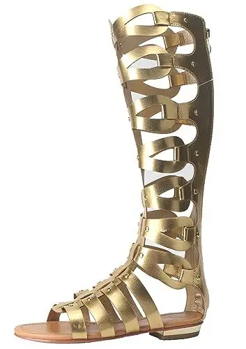 Produktbild: Hanfike Flache Stiefel Damen Sommer Knee-high Bequem Gladiator Römisch Sandalen Gold EU 38.5