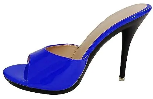 Produktbild: Hanfike High Heels Pantoletten Stiletto Offene Sommer Mode Party Mules Sandalen Königsblau EU 38