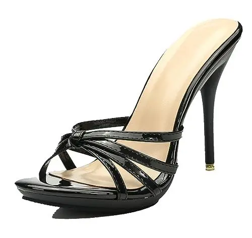 Produktbild: Hanfike Sexy Pantoletten Damen mit Absatz Offene Sommer Party Mules Sandaletten M003 Schwarz EU 35