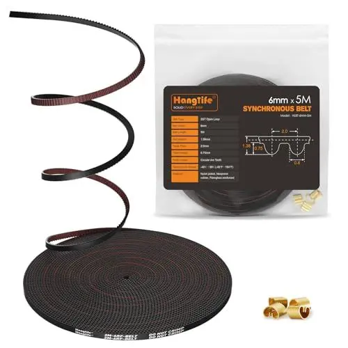 Produktbild: HANGLIFE GT2 Zahnriemen mit Kupfer-Schnalle - Offener Synchronriemen (2mm Teilung) 3D-Drucker-Zubehörteile | 3D-Drucker-Riemen - 6mm x 5M