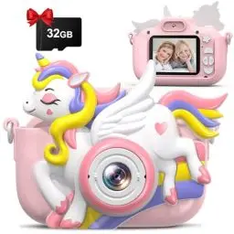 Produktbild: Hangrui Kinderkamera, 2.0”-Bildschirm Kinder Kamera, 1080P HD Kamera Kinder mit 32G Speicherkarte, Fotoapparat Kinder, Digitalkamera Kinder Geschenke für 3-12 Jahre Geburtstag Kinder