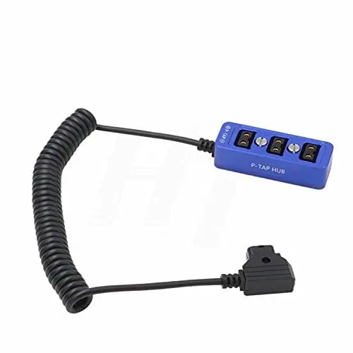 Produktbild: HangTon D-Tap Triple Power Splitter Box, P-Tap Stecker auf Buchse 3 Port Schraubhalterung für Ronin 2, V-Mount Akku, ARRI Alexa RED Sony Kamera (Blau und Spirale)