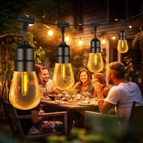 Produktbild: hangyiwei Lichterkette Außen Strom - 18M S14 15+2 LED Lichterkette Outdoor Bruchsicher IP68 Wasserdicht für Garten, Terrasse, Balkon, Hochzeiten, Party (Warmweiß)