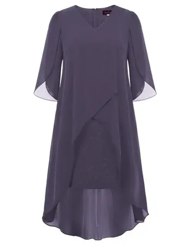 Produktbild: Hanna Nikole Damen 3/4 Batwing Ballkleider Bodycon Bleistiftkleider Dunkelgrau 46