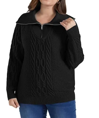 Produktbild: Hanna Nikole Damen Rundhals Tops Lässige Strickpullover Herbst Winter Strick Shirt Einfarbig Langarm Locker Bluse