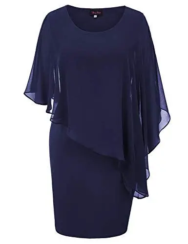 Produktbild: Hanna Nikole Women Plus Size Sleeveless Pencil Dress Elastic HIPS Wrapped Cocktail Dress Navy Blau L